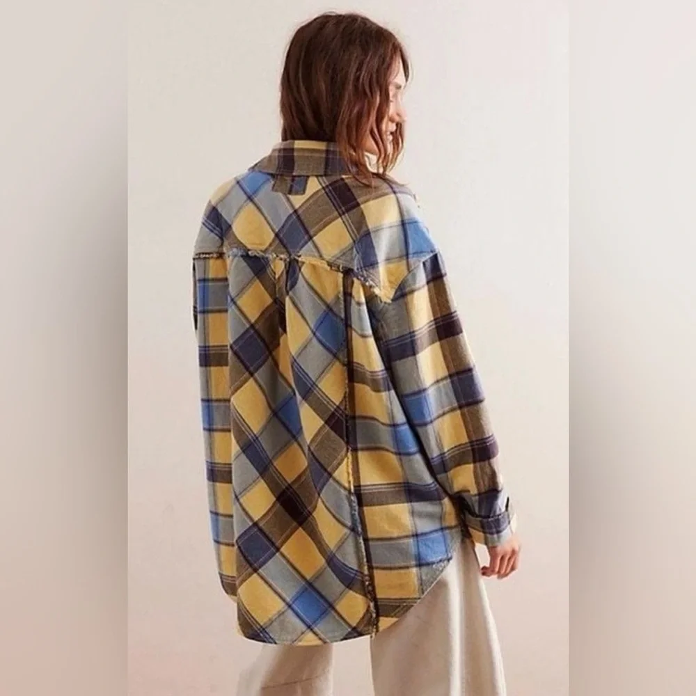 NWT Free People Layla Plaid Shirt